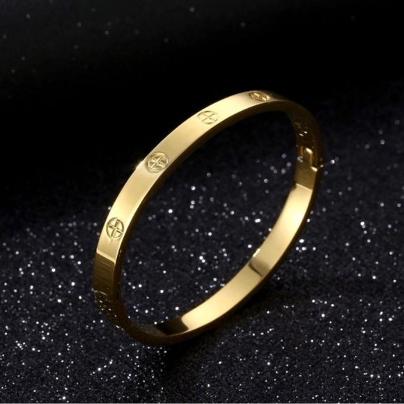 Gold Plated Stainless Steel Love Cross Bracelet - Picture 3 of 3